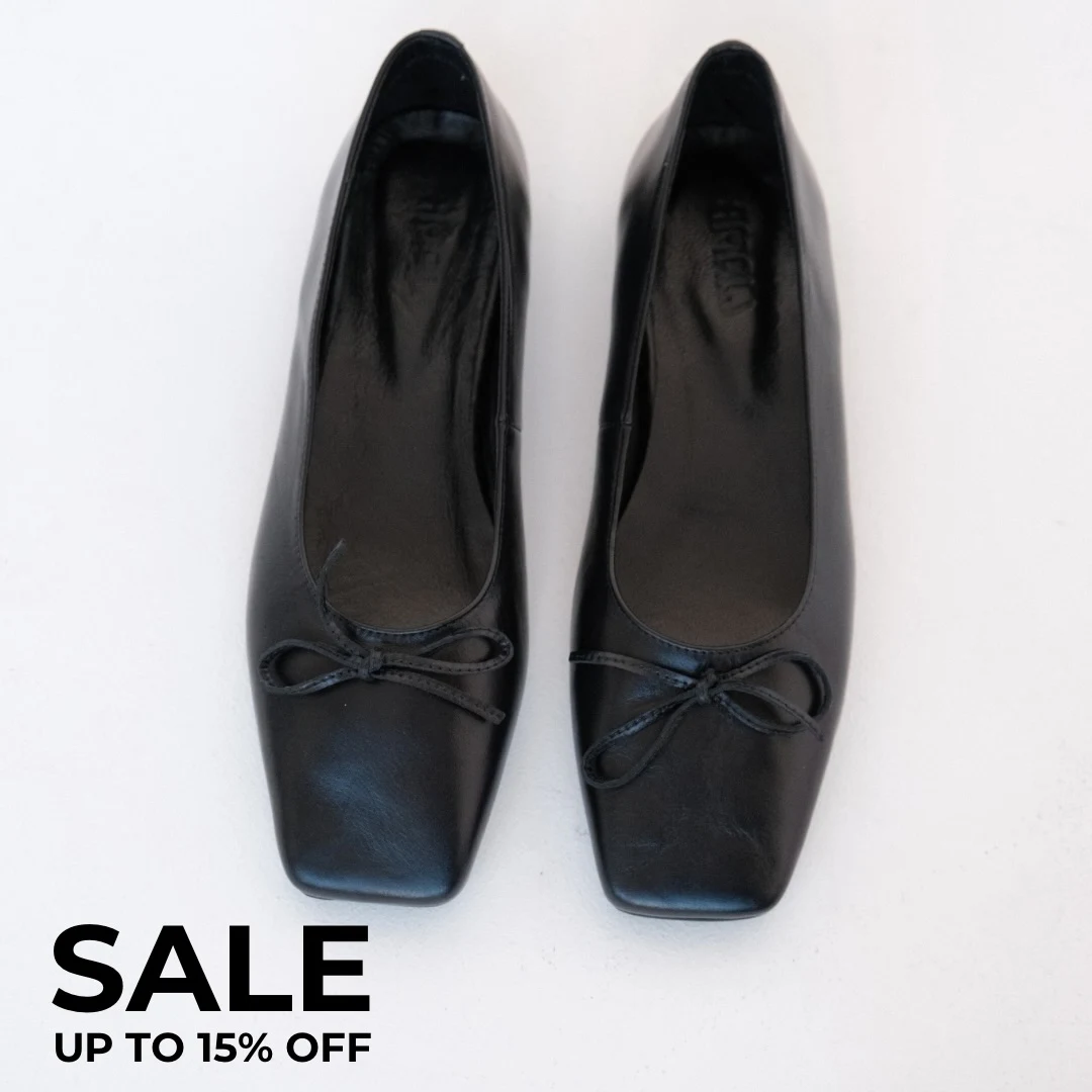 Leather Ballerinas, Black